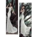 2017 Gorgeous Lace Appliqued Sleeveless Deep V Neck Veja através de Back White Mermaid Graceful Wedding Dress